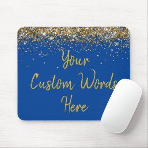 Personalized Blue and Gold Gamer His Birthday Gift Mouse Pad
