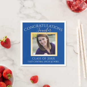 Personalized Blue and Gold High School Senior Napkin