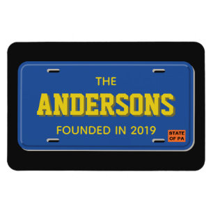 Personalized Blue and Gold License Plate Magnet