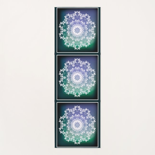 Personalized Blue and Green Abstract Zen Mandala Yoga Mat (Front)