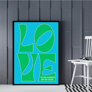 Personalized Blue and Green LOVE Nursery Poster