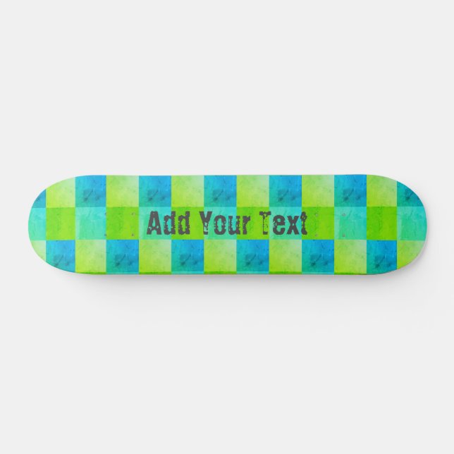 Personalized Blue and Green Rustic Cool  Skateboard (Horz)