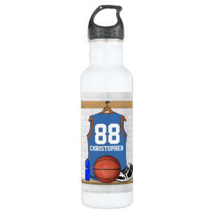 Personalized blue and orange basketball jersey 710 ml water bottle