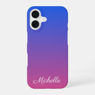Personalized blue and pink ombre gradient iPhone 16 case