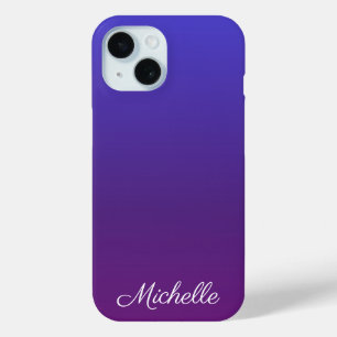 Personalized blue and purple ombre iPhone 15 case
