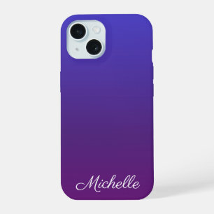 Personalized blue and purple ombre iPhone 15 case