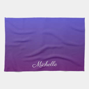 Personalized blue and purple ombre kitchen towel