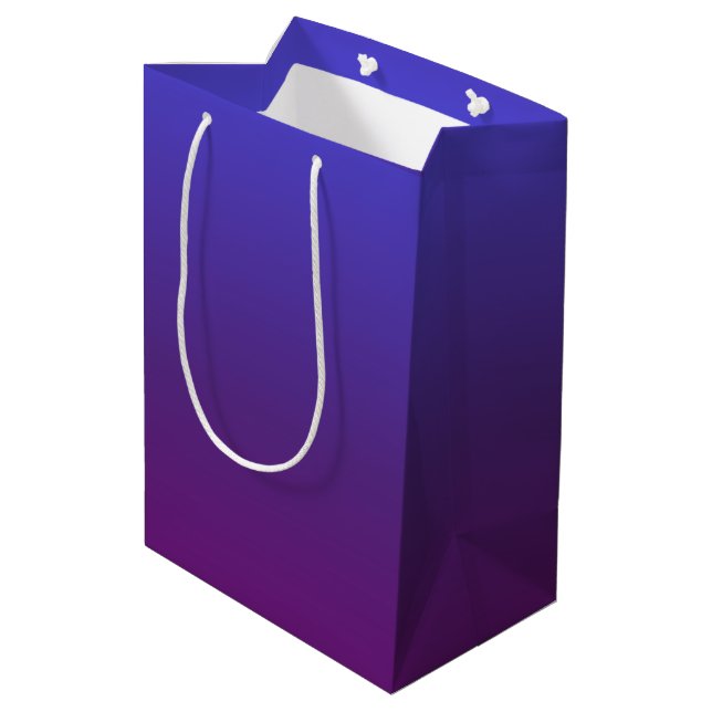 Personalized blue and purple ombre medium gift bag (Back Angled)