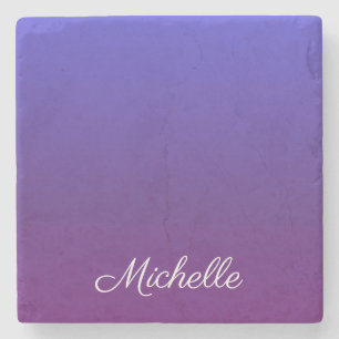 Personalized blue and purple ombre stone coaster