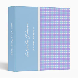 Personalized:  Blue And Purple Plaid Binder