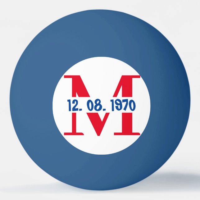 Personalized blue and red American Flag Ping Pong  Ball (Front)