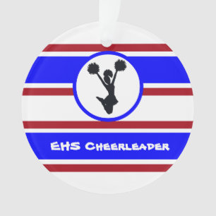 Personalized Blue and Red Cheerleader Ornament