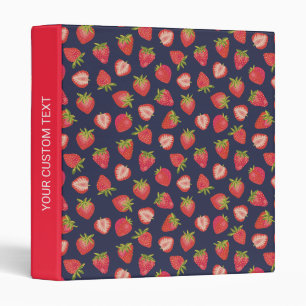Personalized Blue and Red Strawberry 3 ring binder