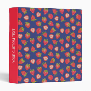 Personalized Blue and Red Strawberry 3 ring binder