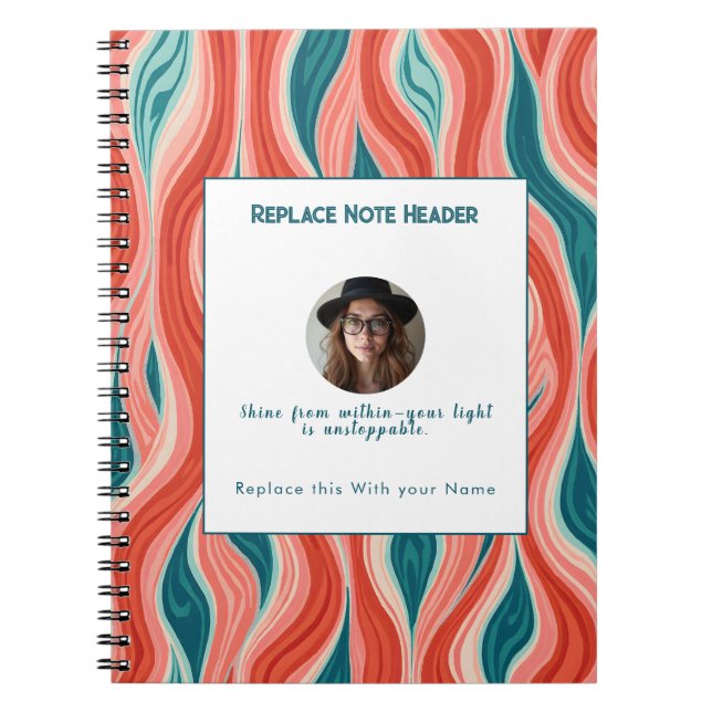 Personalized Blue and Red Wave Patterned  Notebook (Front)