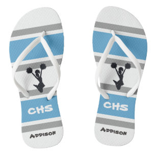 Personalized Blue and Silver Cheerleader Flip Flop