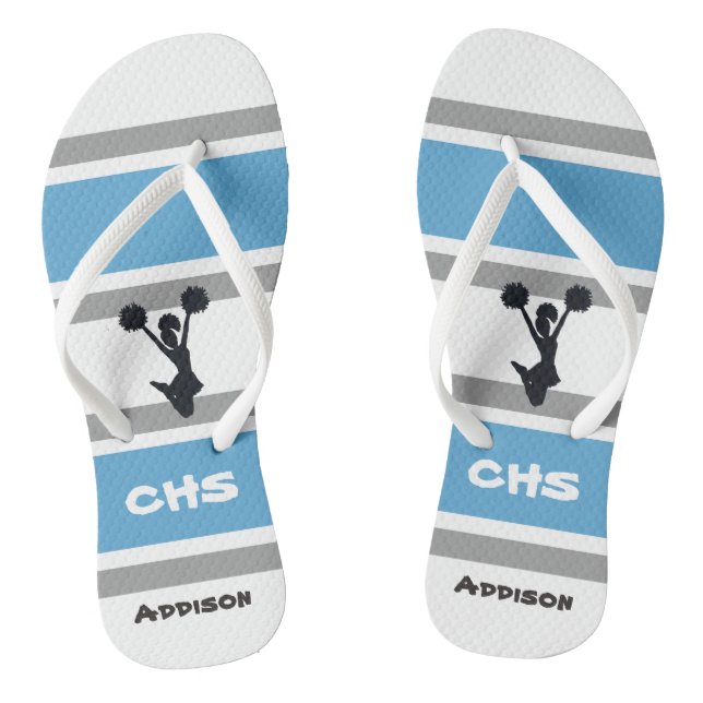 Personalized Blue and Silver Cheerleader Flip Flop (Footbed)