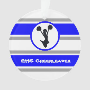 Personalized Blue and Silver Cheerleader Ornament