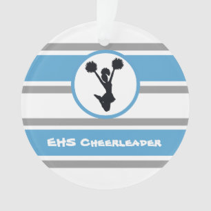 Personalized Blue and Silver Cheerleader Ornament