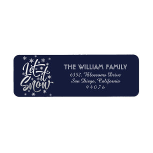 Personalized Blue and Silver Let it Snow Address