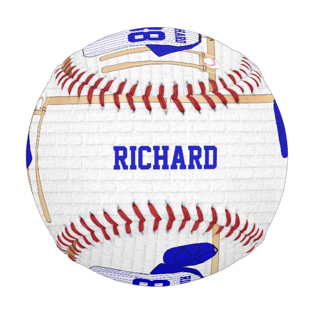 Personalized Blue and White Baseball Jersey (Back)