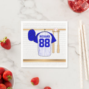Personalized Blue and White Baseball Jersey Napkin