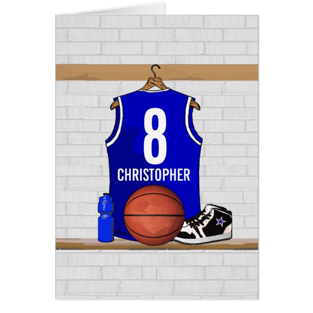 Personalized Blue and White Basketball Jersey (Front)