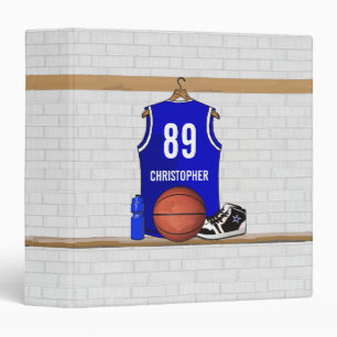 Personalized Blue and White Basketball Jersey Binder
