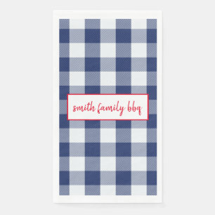 Personalized Blue and White Buffalo Plaid Napkin