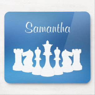 Personalized Blue and White Chess Mousepad