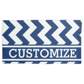 Personalized Blue and White Chevron Pattern Pillowcase