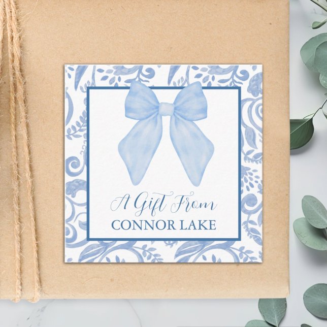 Personalized Blue and White Classic Watercolor  Enclosure Card (Creator Uploaded)