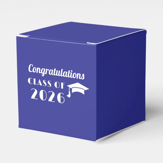 Personalized Blue and White Graduation  Favor Box (Front Side)