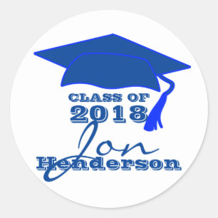 Personalized Blue and White Graduation Sticker