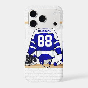Personalized Blue and White Ice Hockey Jersey