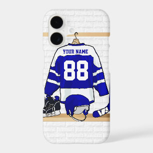 Personalized Blue and White Ice Hockey Jersey
