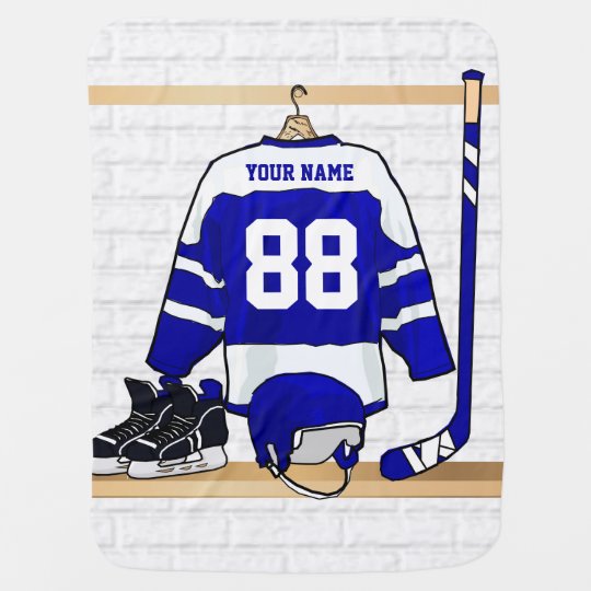 blue and white hockey jersey