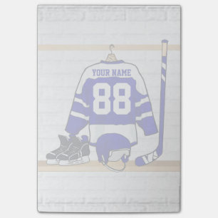 Personalized Blue and White Ice Hockey Jersey Post-it Notes