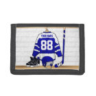 Personalized Blue and White Ice Hockey Jersey
