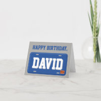 Personalized Blue and White License Plate Birthday