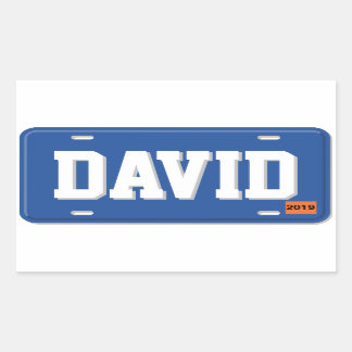 Personalized Blue and White License Plate Sticker