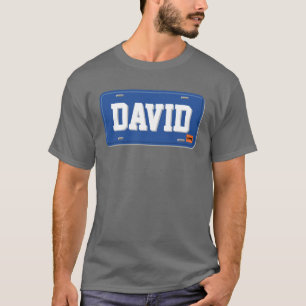Personalized Blue and White License Plate T-Shirt