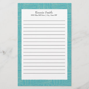Personalized Blue and White Lined Stationery