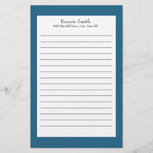 Personalized Blue and White Lined Stationery