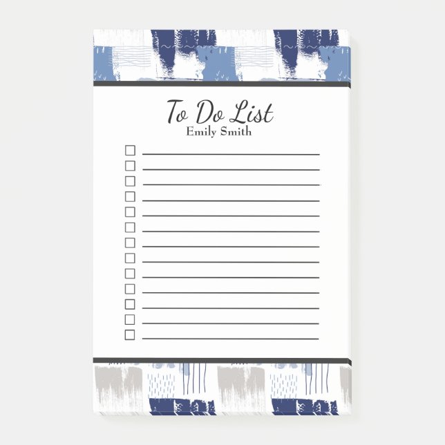 Personalized Blue and White Lined To Do List Post-it Notes (Front)