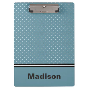 Personalized Blue and White Polka Dot Clipboard