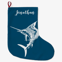 Personalized Blue and White Sailfish Stocking