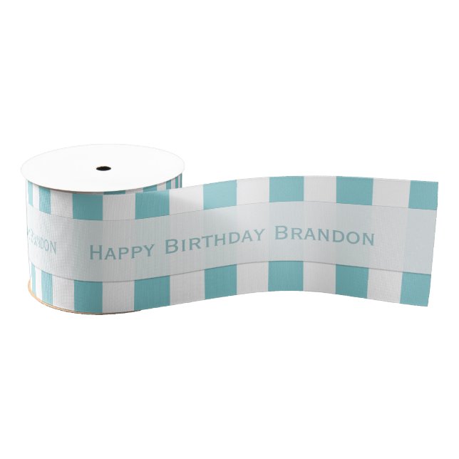 Personalized Blue And White Striped Ribbon Grosgrain Ribbon (Spool)