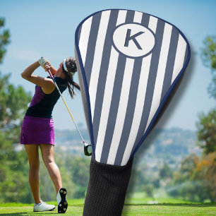 Personalized Blue and White Stripes Monogram Golf Head Cover