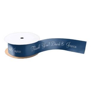 Personalized blue and white wedding favour ribbon satin ribbon